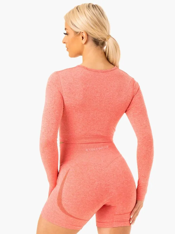 Tops Womens Ryderwear Sculpt Seamless Long Sleeve Top Peach Marl