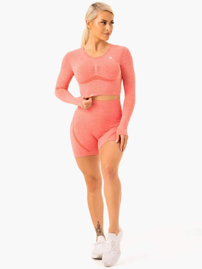 Tops Womens Ryderwear Sculpt Seamless Long Sleeve Top Peach Marl