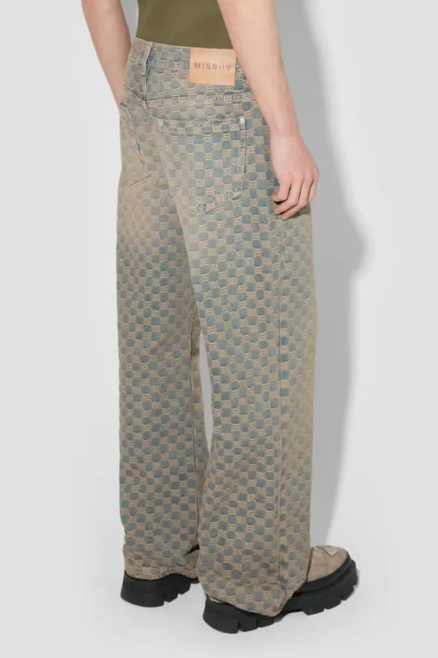 Trousers Men MISBHV Jacquard Denim Monogram Trousers Blue