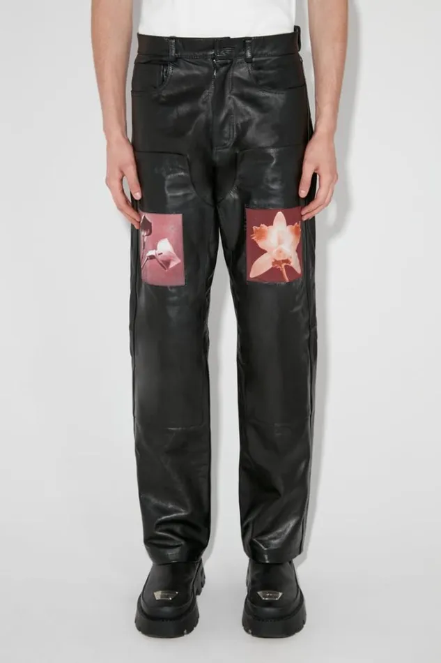 Trousers Men MISBHV LilyOrchid Robert Mapplethorpe Leather Trousers Black