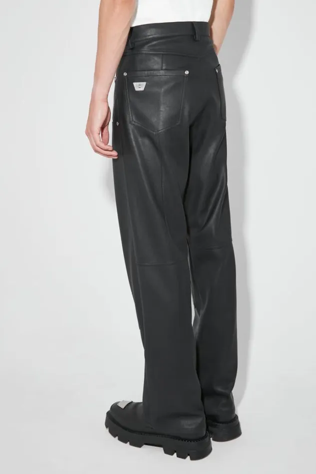 Trousers Men MISBHV Matte Faux Leather Carpenters Trousers Black