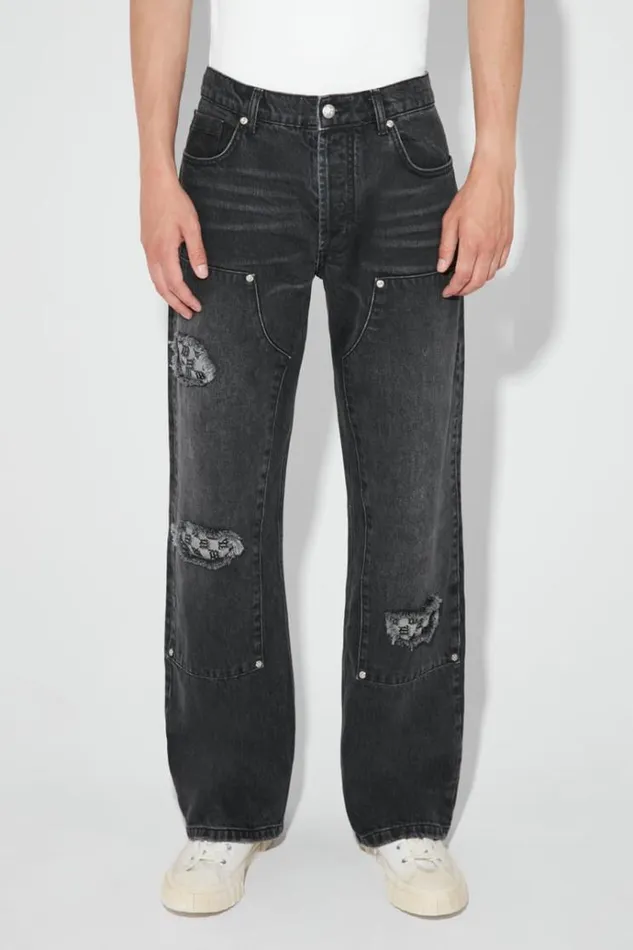 Trousers Men MISBHV Monogram Carpenter Trousers Black