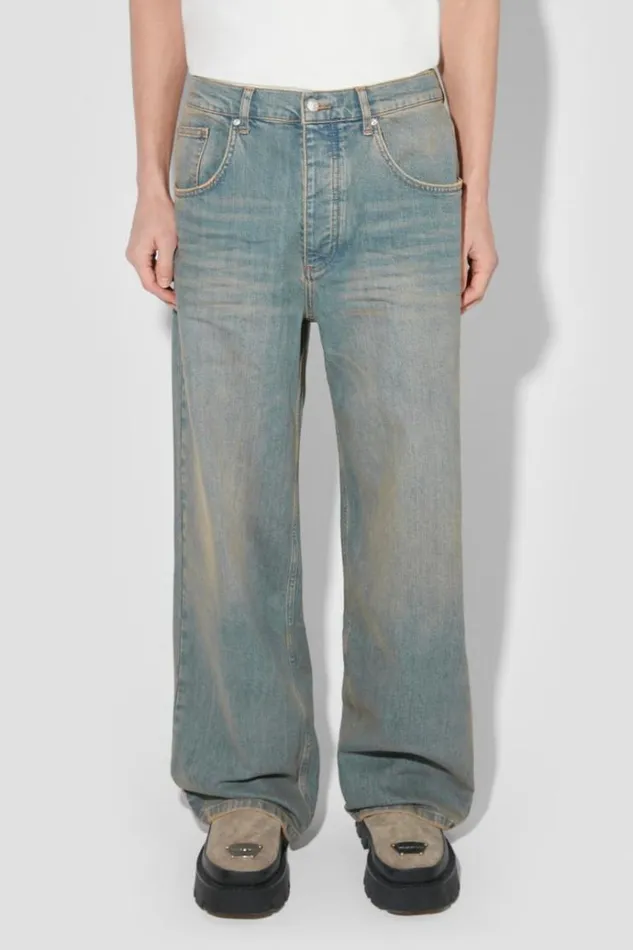 Trousers Men MISBHV Sunset Wash Baggy Denim Trousers Blue