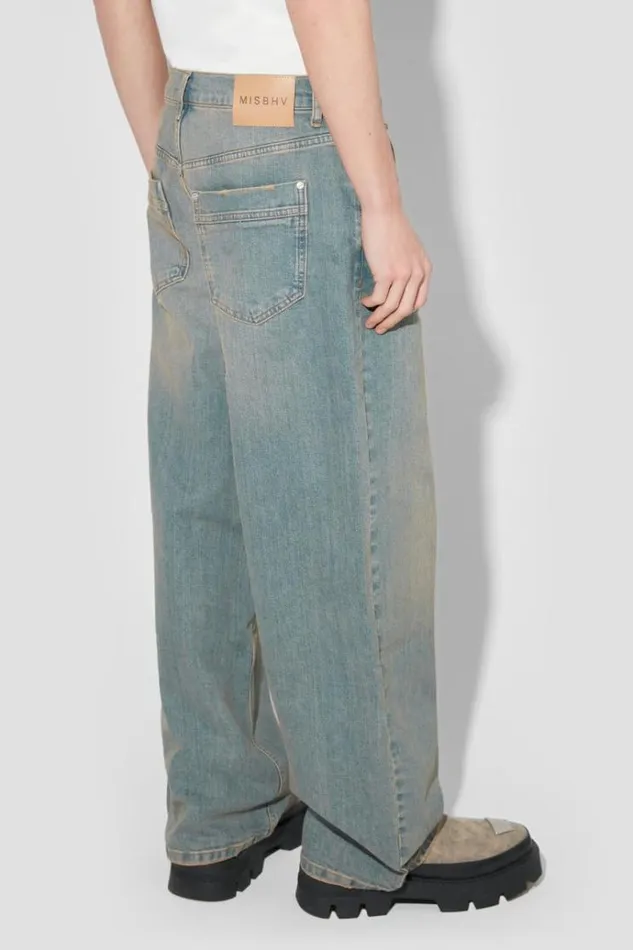 Trousers Men MISBHV Sunset Wash Baggy Denim Trousers Blue