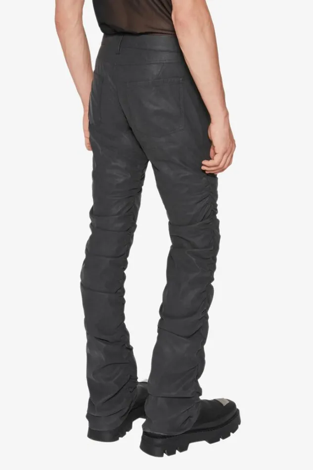 Trousers Men MISBHV Vegan Leather Ruched Trousers Black