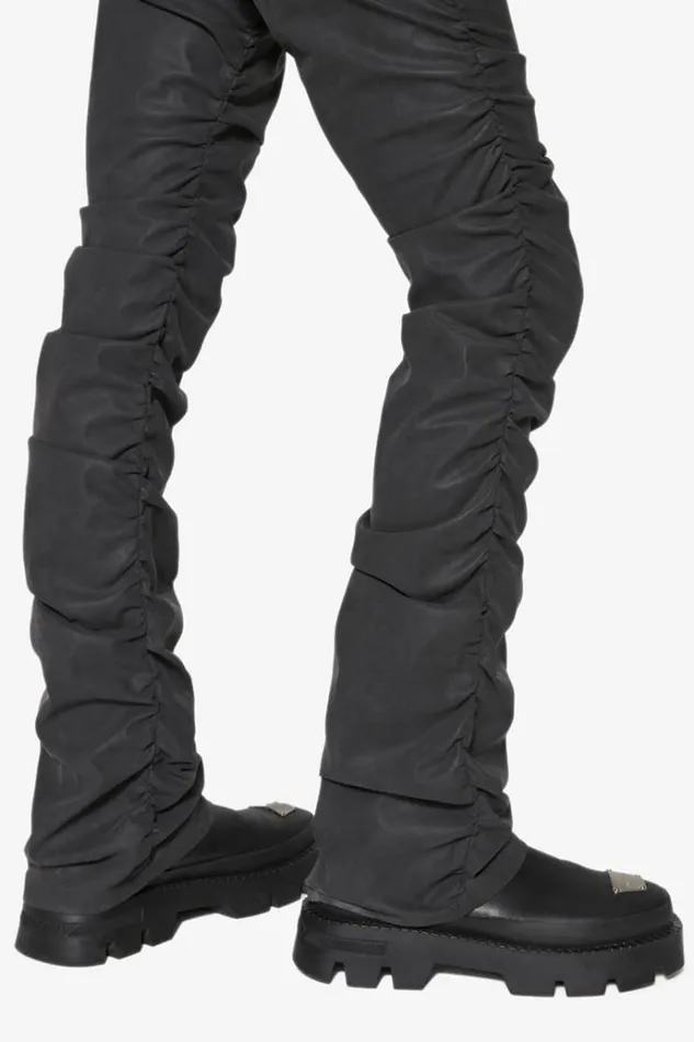 Trousers Men MISBHV Vegan Leather Ruched Trousers Black