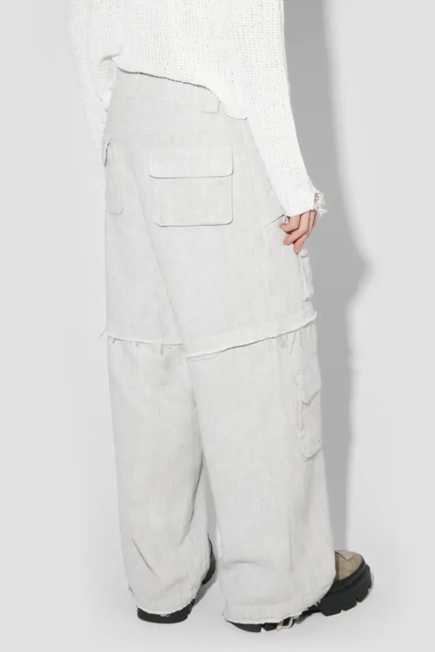 Trousers Men MISBHV Washed Linen Cargo Pants Off White