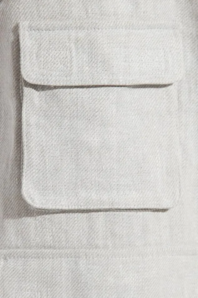 Trousers Men MISBHV Washed Linen Cargo Pants Off White