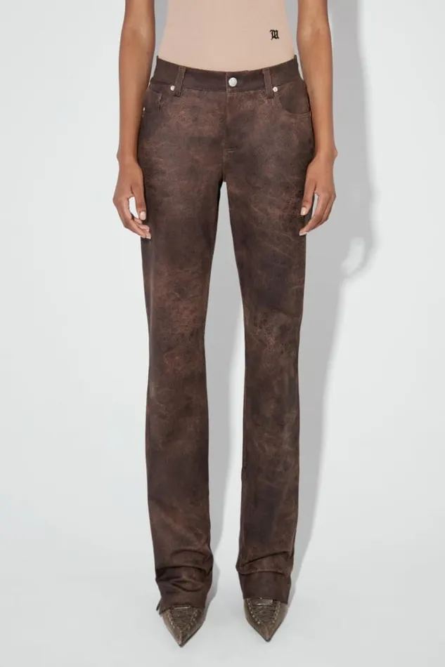 Trousers Women MISBHV Cracked Faux Leathers Trousers Brown