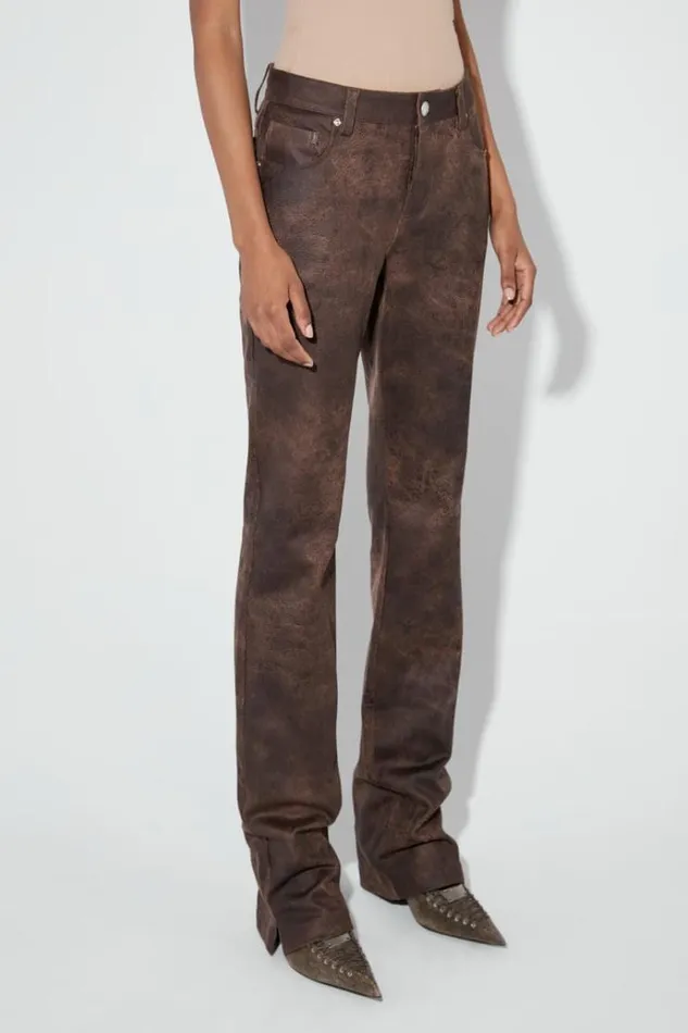 Trousers Women MISBHV Cracked Faux Leathers Trousers Brown