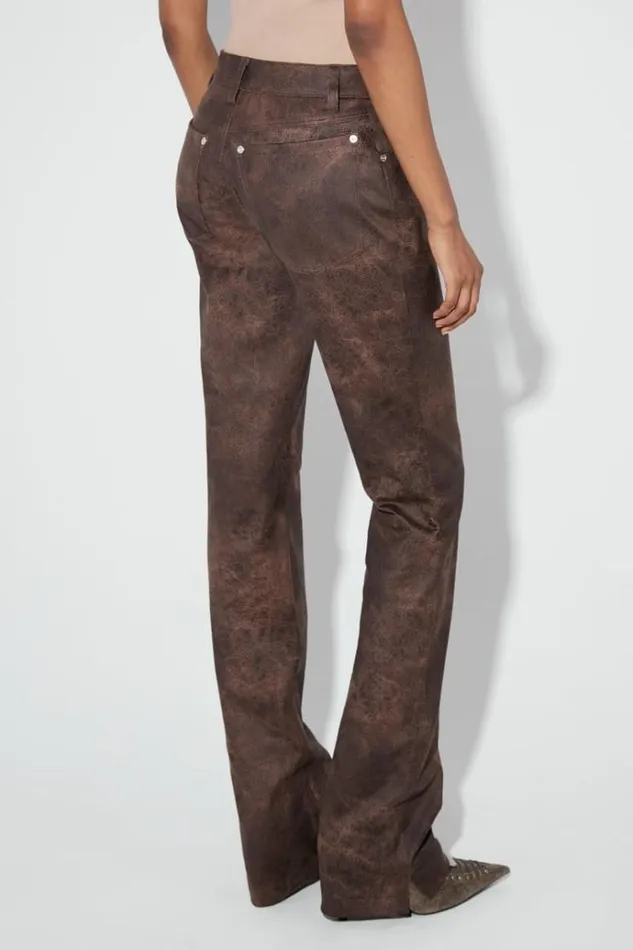 Trousers Women MISBHV Cracked Faux Leathers Trousers Brown