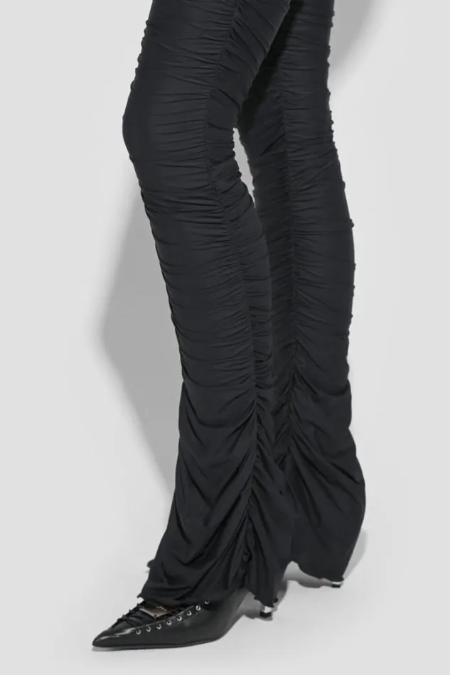 Trousers Women MISBHV Godet Ruched Trousers Black