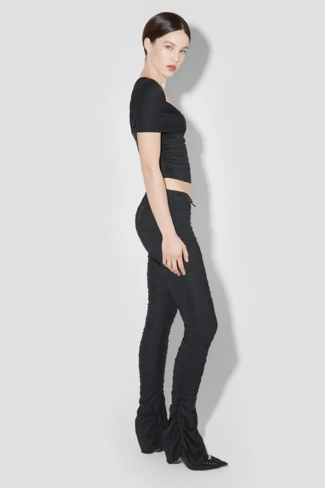 Trousers Women MISBHV Godet Ruched Trousers Black