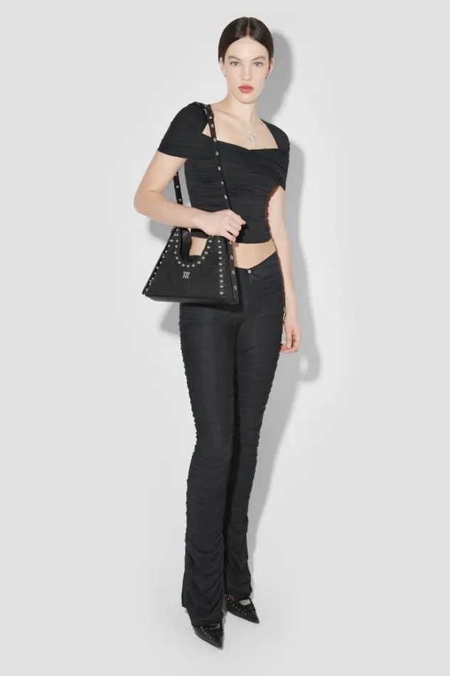 Trousers Women MISBHV Godet Ruched Trousers Black