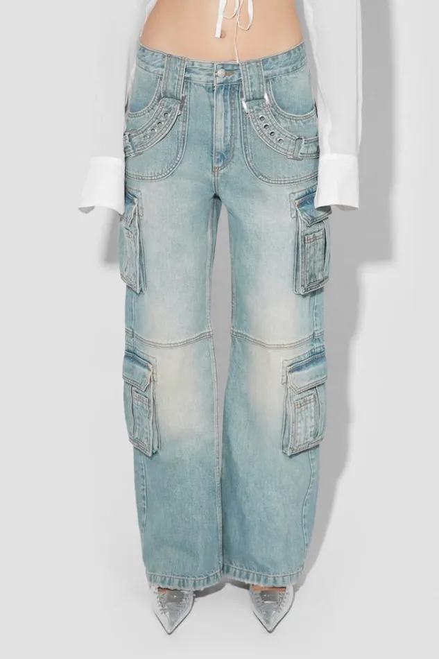 Trousers Women MISBHV Harness Cargo Trousers Blue