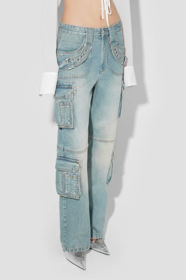 Trousers Women MISBHV Harness Cargo Trousers Blue