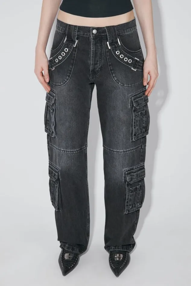 Trousers Women MISBHV Harness Strap Cargo Trousers Black