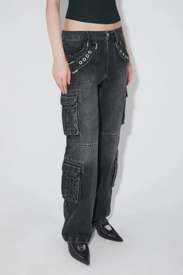 Trousers Women MISBHV Harness Strap Cargo Trousers Black