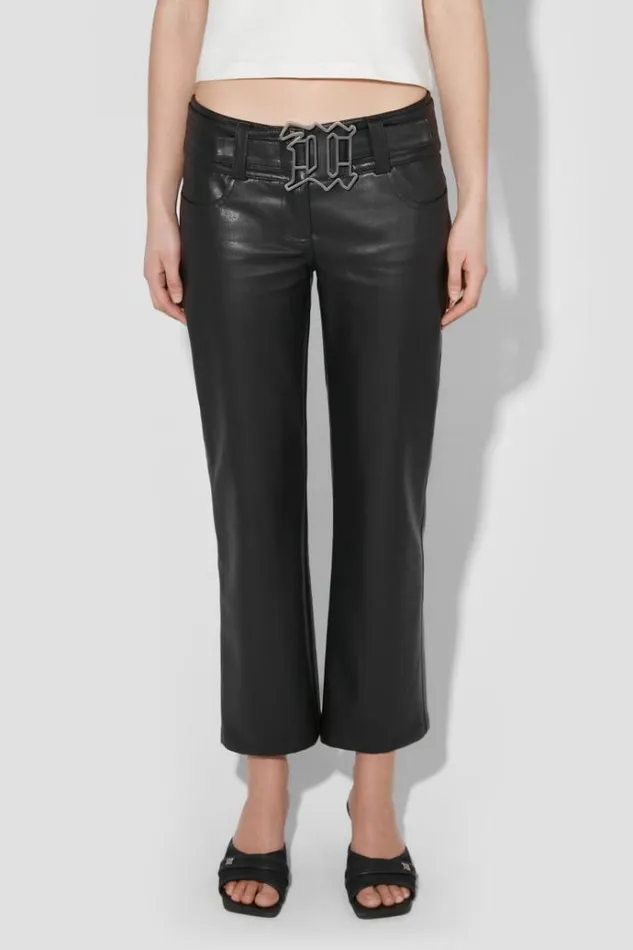 Trousers Women MISBHV Matte Faux Leather Low Rise Trousers Black