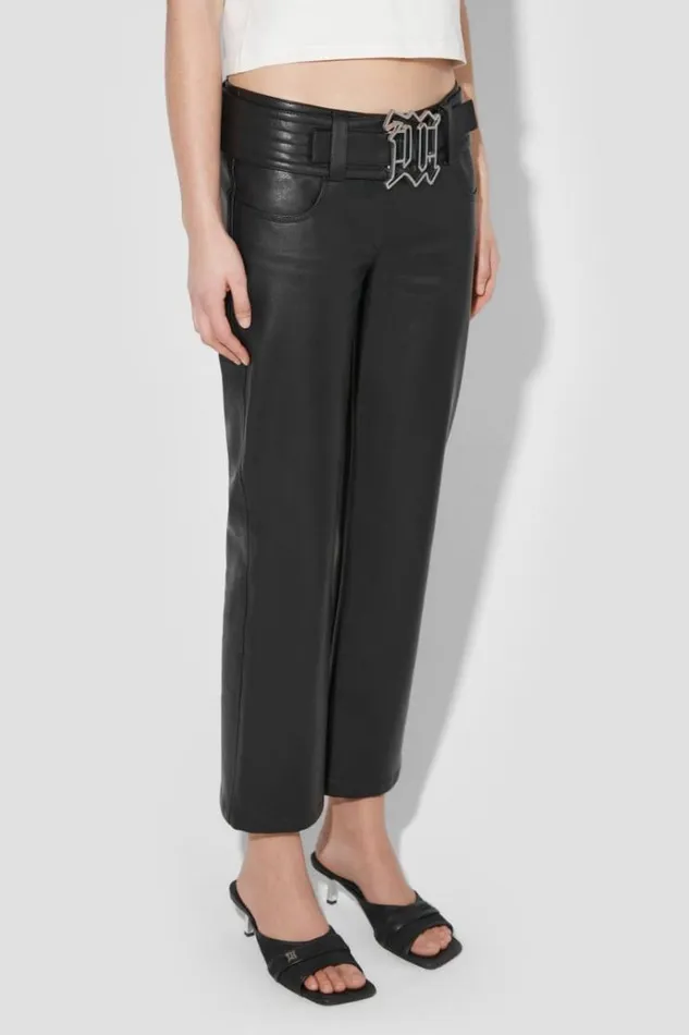 Trousers Women MISBHV Matte Faux Leather Low Rise Trousers Black