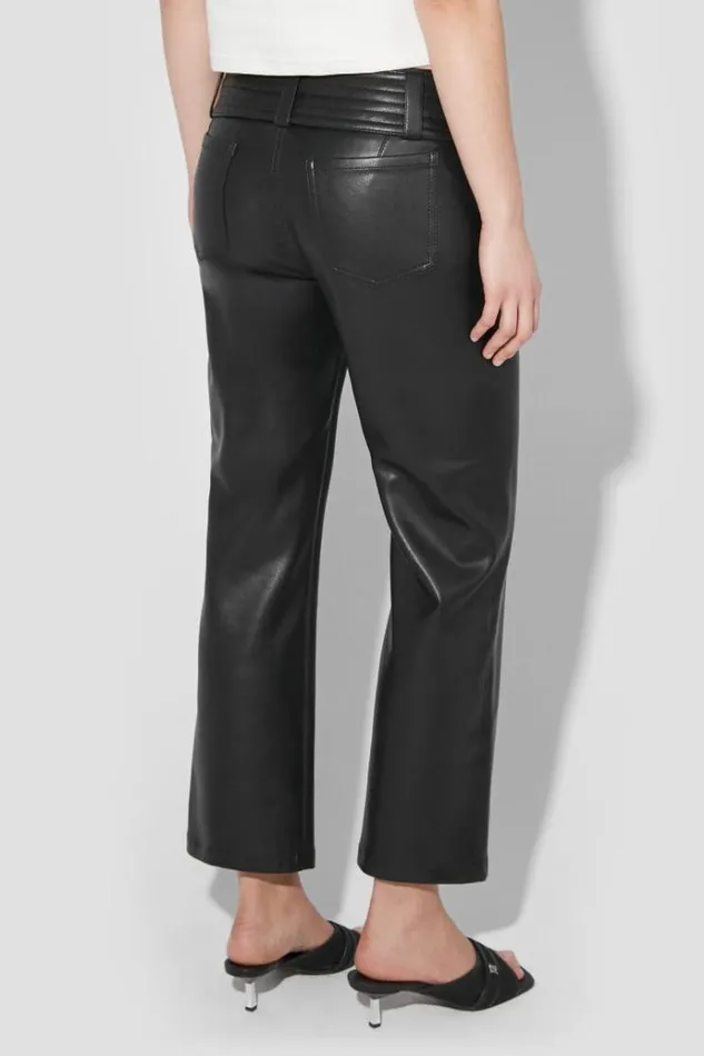 Trousers Women MISBHV Matte Faux Leather Low Rise Trousers Black