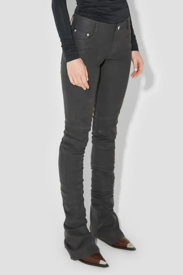 Trousers Women MISBHV Matte Faux Leather Ruched Trousers Black