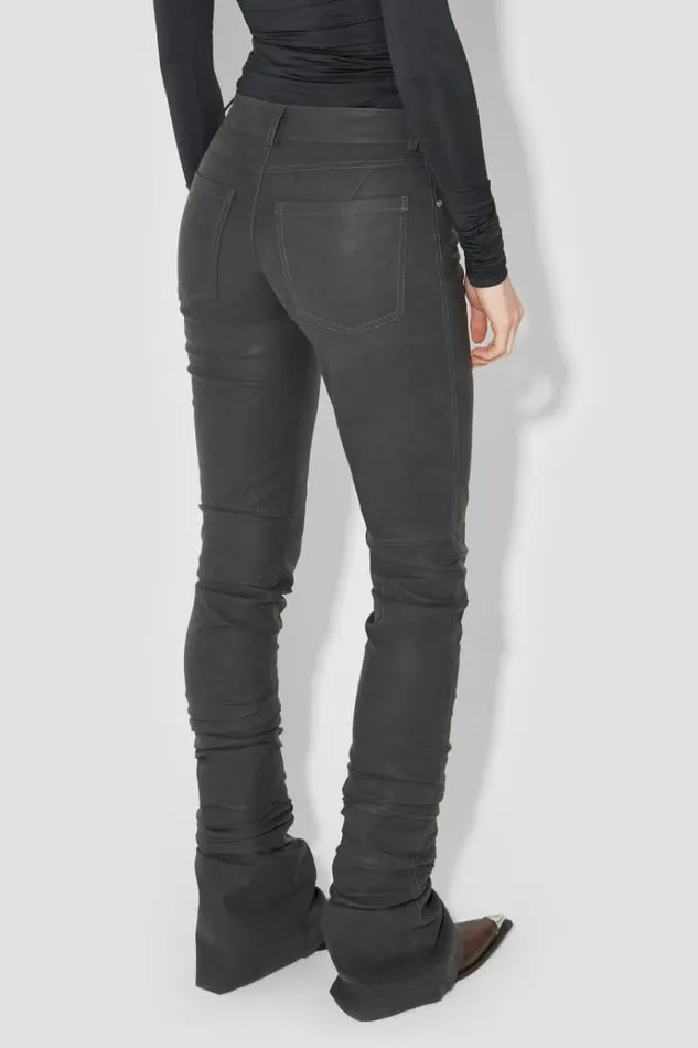 Trousers Women MISBHV Matte Faux Leather Ruched Trousers Black
