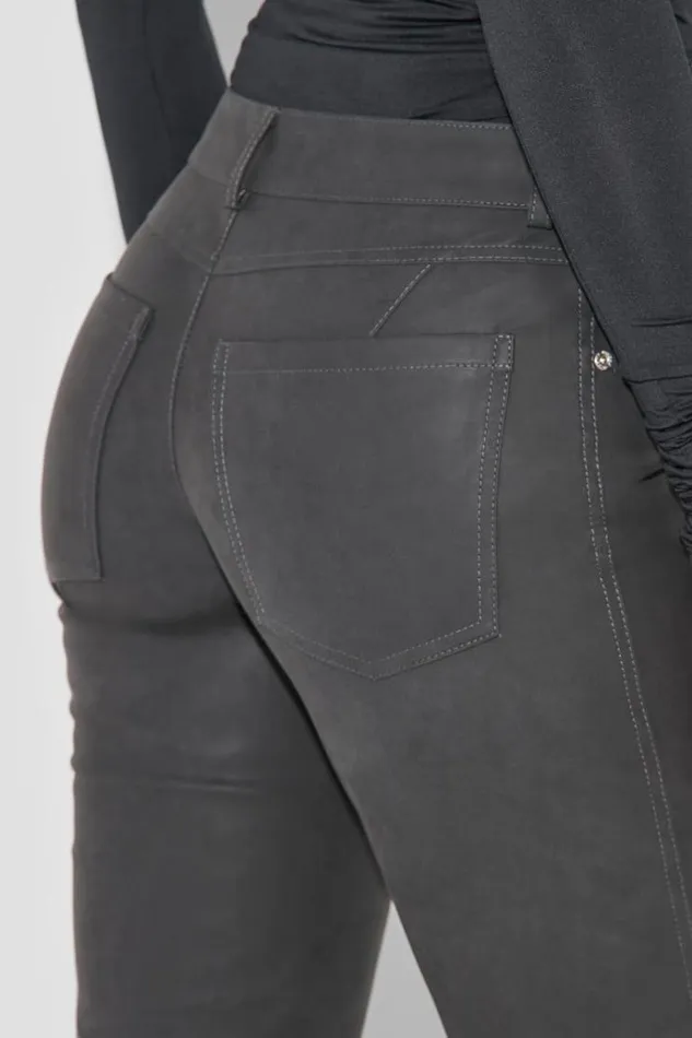 Trousers Women MISBHV Matte Faux Leather Ruched Trousers Black
