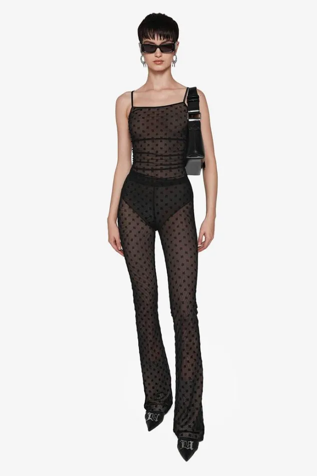 Trousers Women MISBHV Mesh Monogram Trousers Black