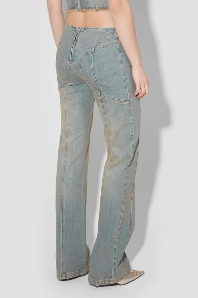 Trousers Women MISBHV Sunset Wash Lara Laced Denim Trousers Blue
