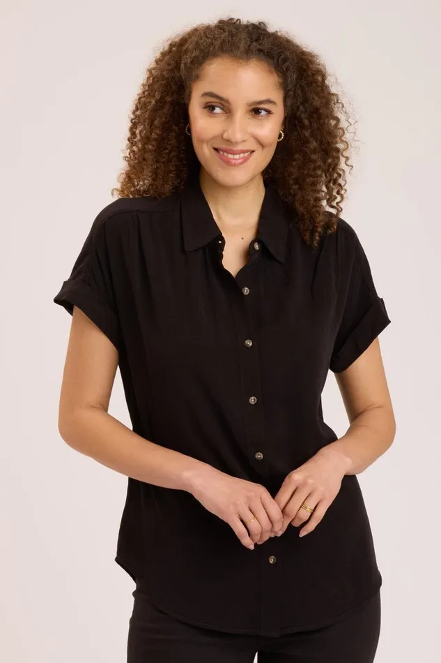 Twill Rizzo Top Black Clothing XCVI ShirtsBlouses