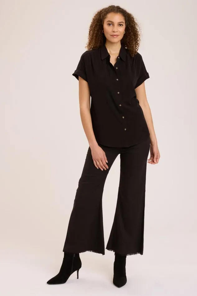 Twill Rizzo Top Black Clothing XCVI ShirtsBlouses