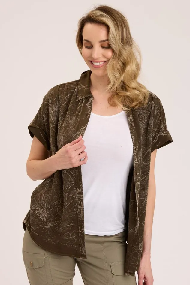 Twill Rizzo Top Stone Wash Courtyard Clothing XCVI ShirtsBlouses
