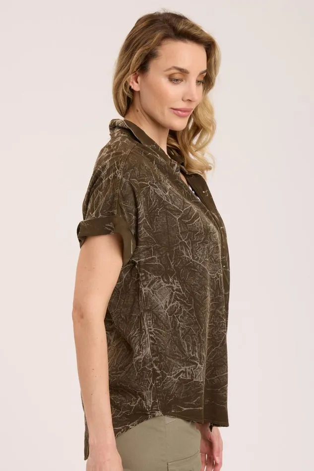 Twill Rizzo Top Stone Wash Courtyard Clothing XCVI ShirtsBlouses