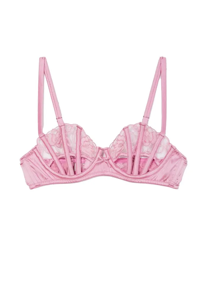 Underwire Bras Lingerie Fleur Du Mal Bella Embroidery Boned Cutout Bra Bisou Pink