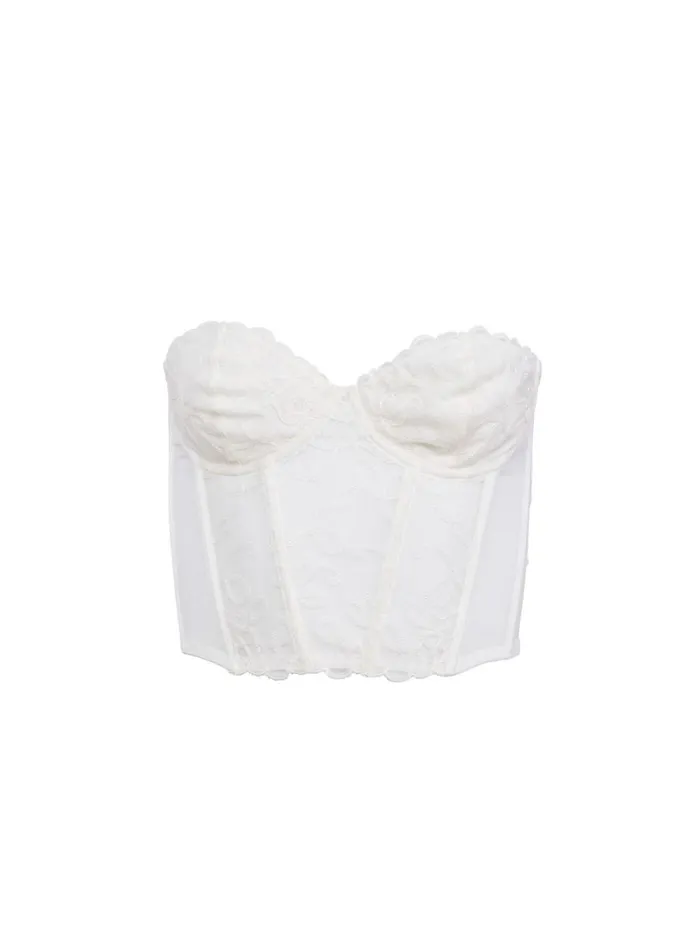Underwire Bras Lingerie Fleur Du Mal Bella Embroidery Bustier Ivory