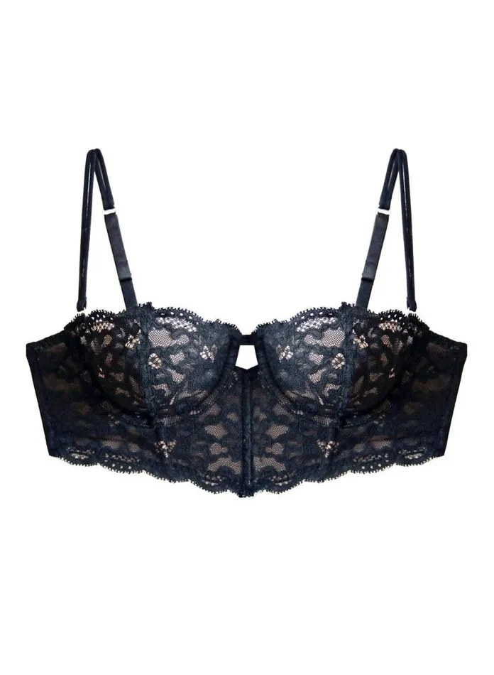 Underwire Bras Lingerie Fleur Du Mal Charlotte Longline Bra Black