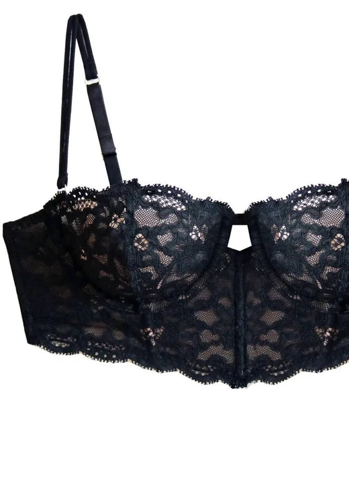 Underwire Bras Lingerie Fleur Du Mal Charlotte Longline Bra Black