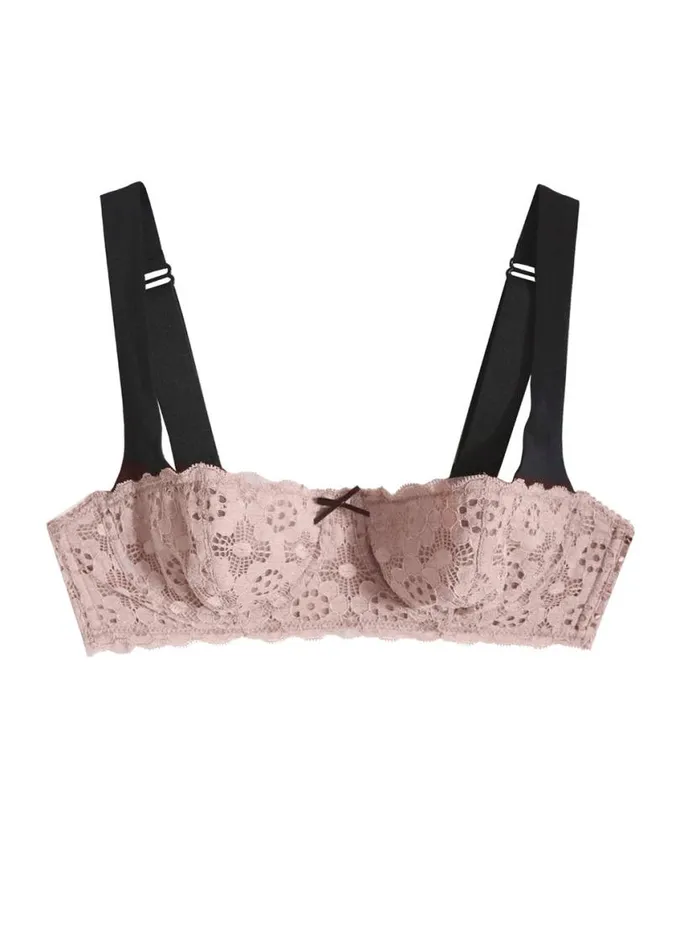Underwire Bras Lingerie Fleur Du Mal Crochet Lace Balconette Bra Blush