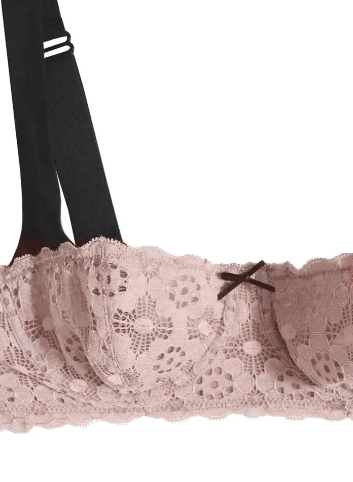 Underwire Bras Lingerie Fleur Du Mal Crochet Lace Balconette Bra Blush
