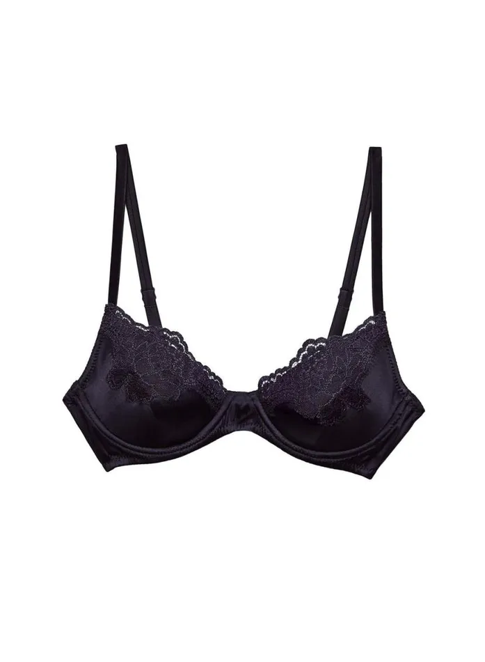 Underwire Bras Lingerie Fleur Du Mal James Lace Lined Demi Bra Black
