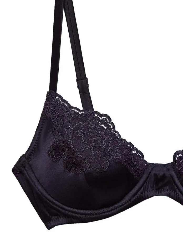 Underwire Bras Lingerie Fleur Du Mal James Lace Lined Demi Bra Black