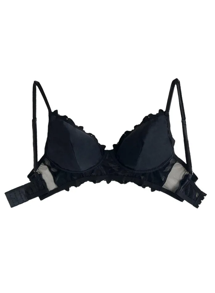 Underwire Bras Lingerie Fleur Du Mal Lily Embroidery Post Surgical Bra Black