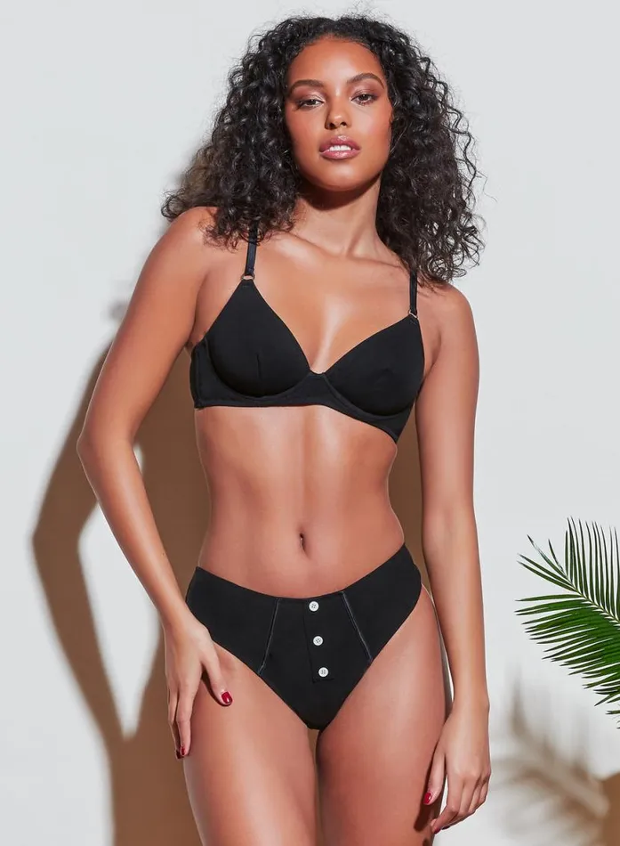 Underwire Bras Lingerie Fleur Du Mal Organic Cotton Unlined Demi Bra Black