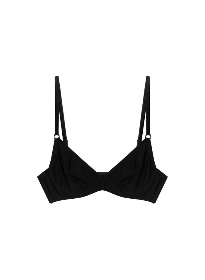 Underwire Bras Lingerie Fleur Du Mal Organic Cotton Unlined Demi Bra Black