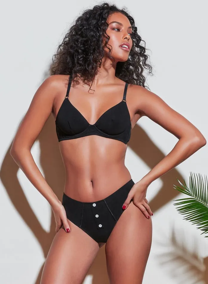 Underwire Bras Lingerie Fleur Du Mal Organic Cotton Unlined Demi Bra Black