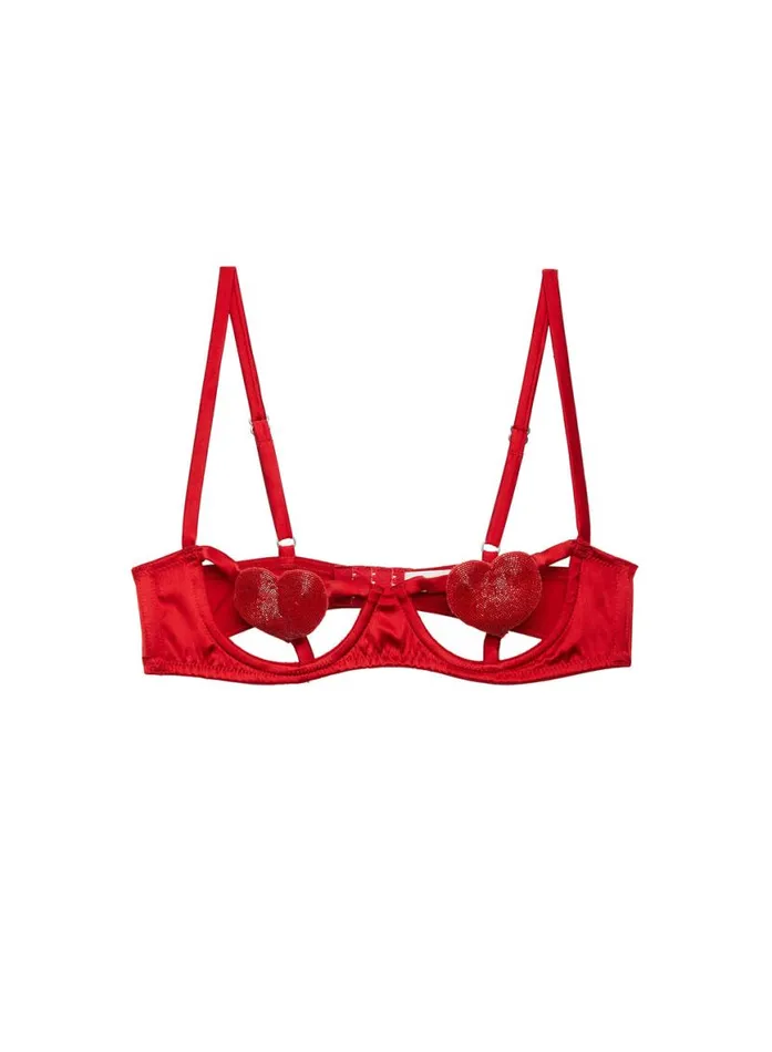 Underwire Bras Lingerie Fleur Du Mal Queen Of Hearts Balconette Bra Rouge