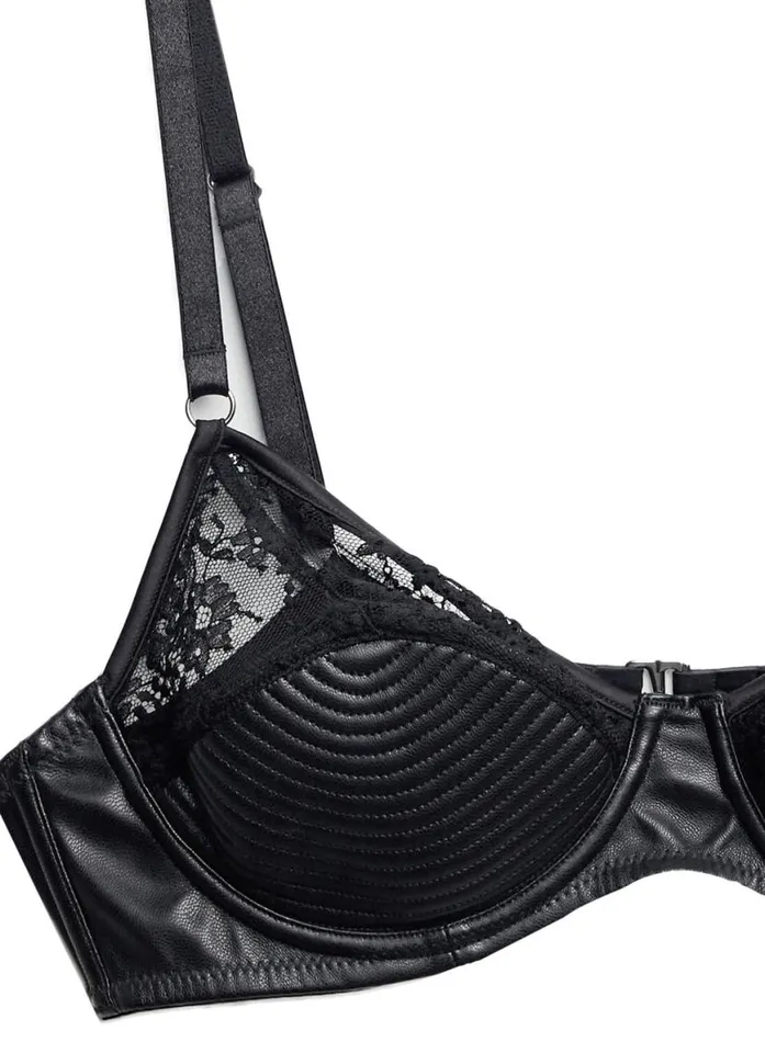 Underwire Bras Lingerie Fleur Du Mal Vegan Leather Bebe Bra Black