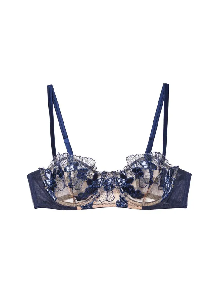 Underwire Bras Lingerie Fleur Du Mal Violet Balconette Bra Nighttime Blue