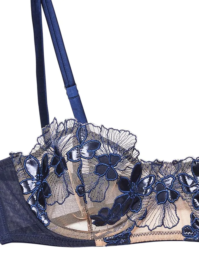 Underwire Bras Lingerie Fleur Du Mal Violet Balconette Bra Nighttime Blue